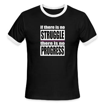 no struggle - no progress - Men's Ringer T-Shirt - black/white - Front - Jackson (183cm)