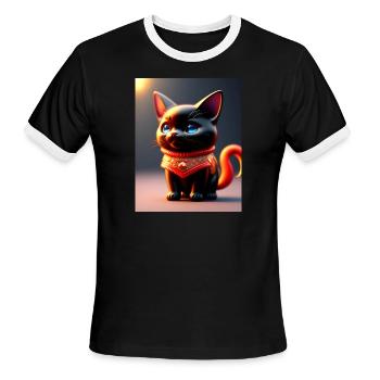 cute chibi cat - Men's Ringer T-Shirt - black/white - Front - Jackson (183cm)