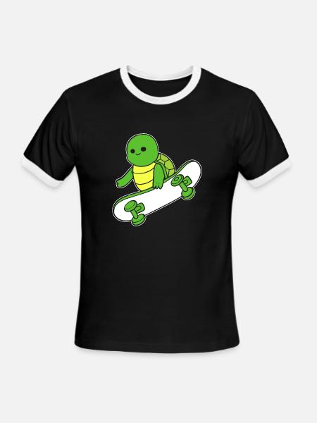 Turtle Skateboarder Skateboarder Gift - Men's Ringer T-Shirt - black/white