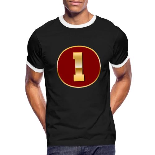 Number 1 in Gold Varsity Font - Men's Ringer T-Shirt