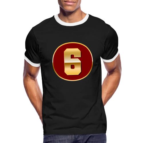 Number 6 in Gold Varsity Font - Men's Ringer T-Shirt