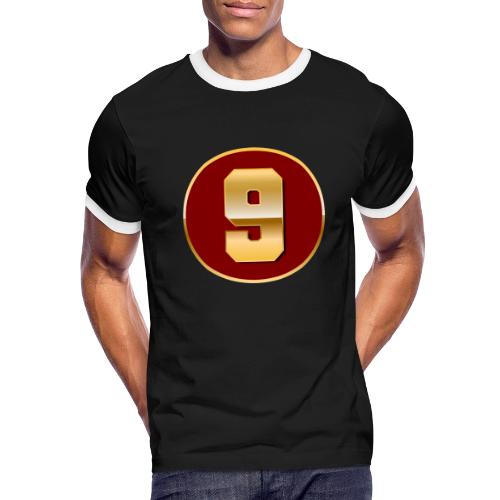 Number 9 in Gold Varsity Font - Men's Ringer T-Shirt