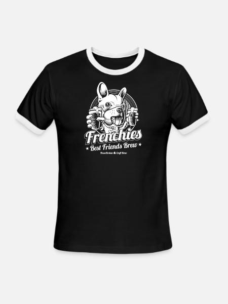 Corgi Mens Shirt Dog Drinking Beer - Men's Ringer T-Shirt - black/white