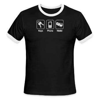 Keys Phone Wallet - Men's Ringer T-Shirt - black/white - Front - Jackson (183cm)