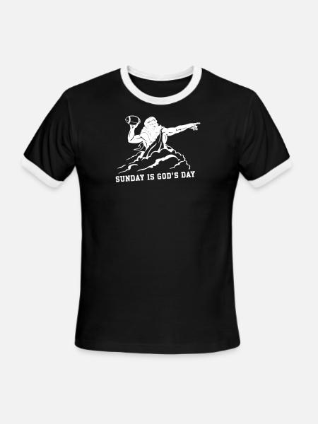 Sunday Is God s Day Funny T shirt - Men's Ringer T-Shirt - black/white