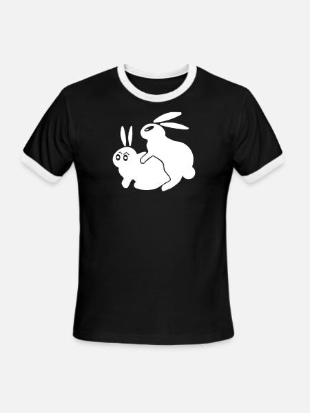Rude, Rabbits Humping,Funny - Men's Ringer T-Shirt - black/white