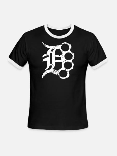 Detroit D Brass - Men's Ringer T-Shirt - black/white