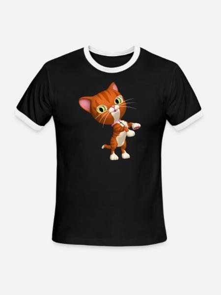Orange Tabby Cat - Men's Ringer T-Shirt - black/white