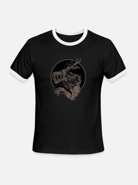 Wendigo Monster Demon Cryptid Animal Beast Gift - Men's Ringer T-Shirt - black/white