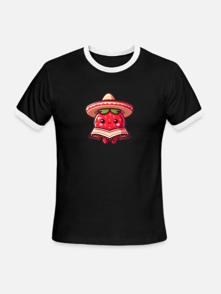Mexican strawberry - Men's Ringer T-Shirt - black/white