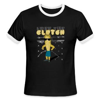 Free the gluten (remake) - Men's Ringer T-Shirt - black/white - Front - Jackson (183cm)