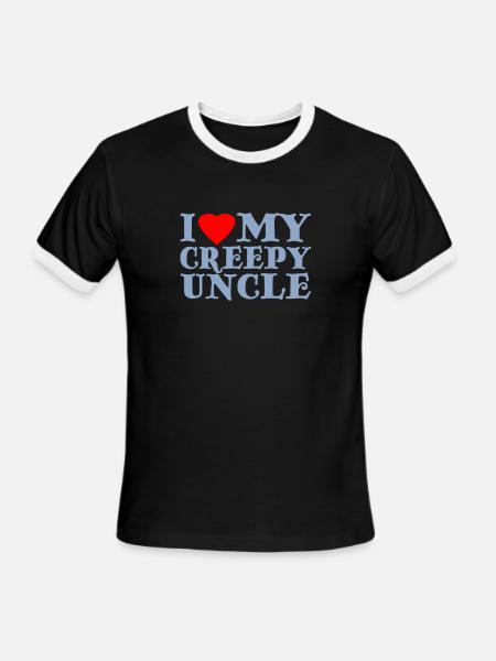I heart my creepy uncle - Men's Ringer T-Shirt - black/white