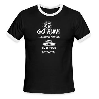 Running go run! The road may be long but so is you - Men's Ringer T-Shirt - black/white - Front - Jackson (183cm)