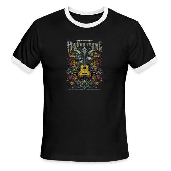 Musical Nirvana - T-shirt à bandes contrastées pour hommes   - noir/blanc - Devant - Jackson (183cm)