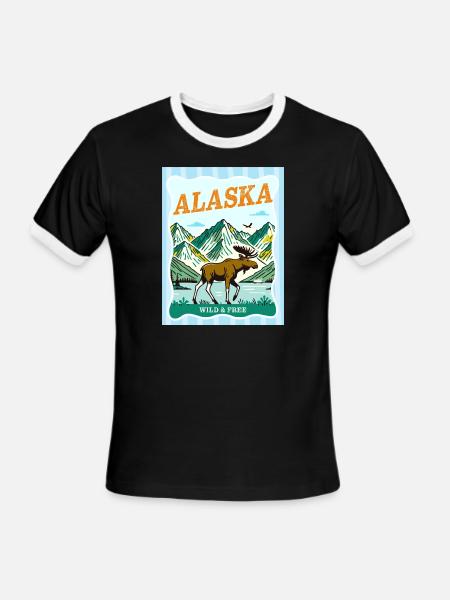 Summer Travel Alaska - Men's Ringer T-Shirt - black/white