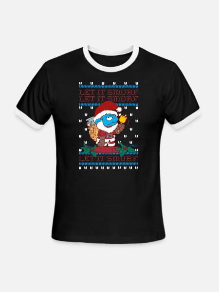 The Smurfs Papa Smurf Let It Smurf - Men's Ringer T-Shirt - black/white