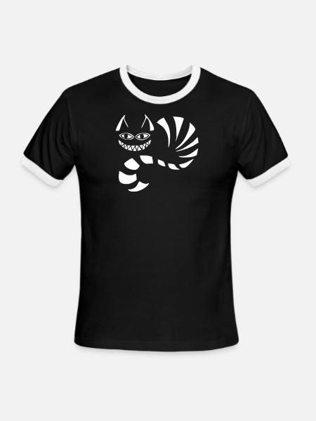 Cheshire Cat Alice In Wonderland Funny - Men's Ringer T-Shirt - black/white