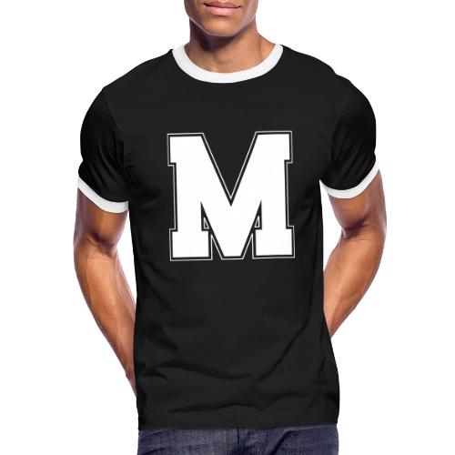 White Letter M – Varsity Alphabet Monogram - Men's Ringer T-Shirt