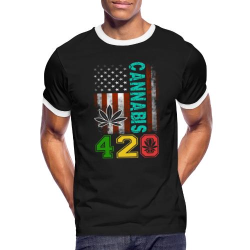 Amusing 420 American Herb Weed Marijuana Design - Men's Ringer T-Shirt