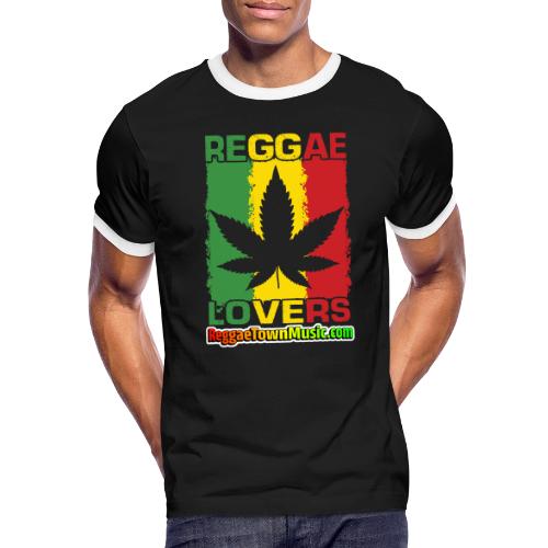 Reggae lovers design featuring cannabis leaf - T-shirt à bandes contrastées pour hommes  