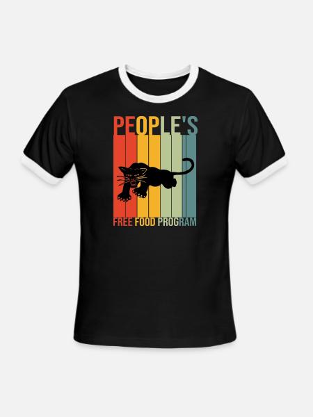 PEOPLE'S FREE FOOD PROGRAM - BLACK PANTHER PARTY - Men's Ringer T-Shirt - black/white