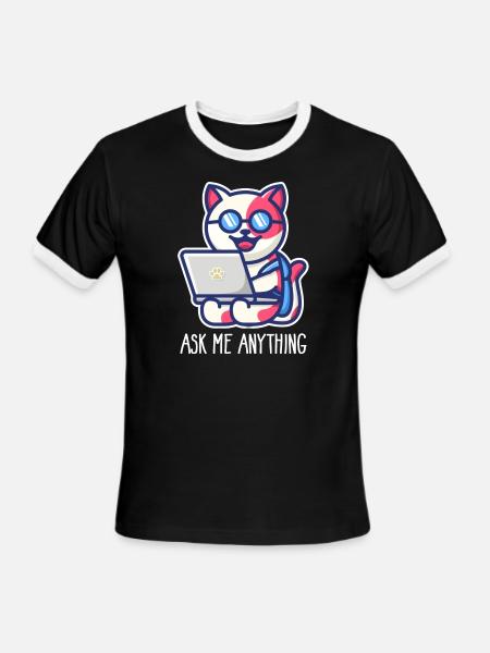 Prompt Engineer Ask Me Anything - Men's Ringer T-Shirt - black/white