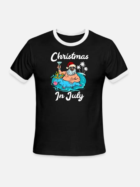 Christmas In July - Men's Ringer T-Shirt - black/white