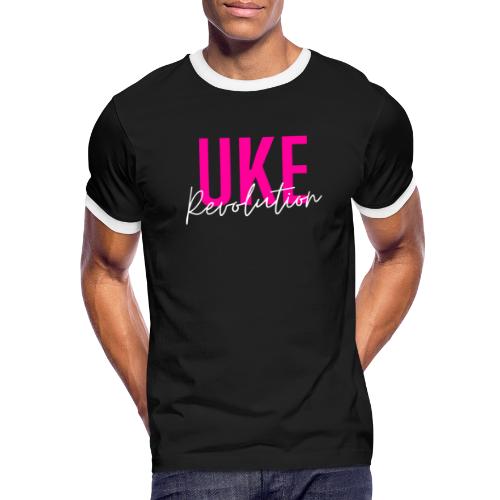 Front & Back Pink Uke Revolution + Get Your Uke On - Men's Ringer T-Shirt