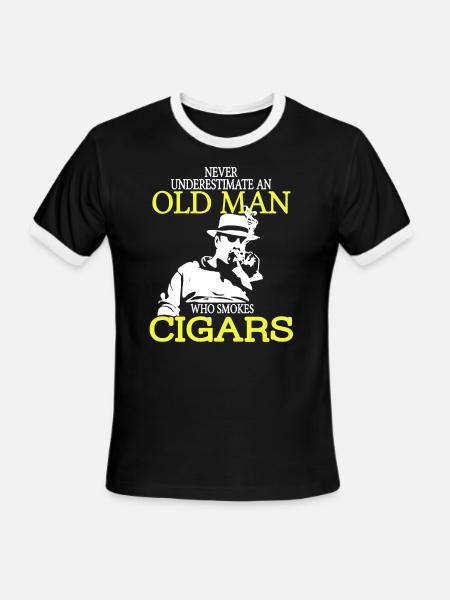 Old Man Who Smokes Cigars - Men's Ringer T-Shirt - black/white