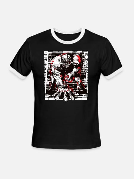 3 Point Football Stance - Men's Ringer T-Shirt - black/white
