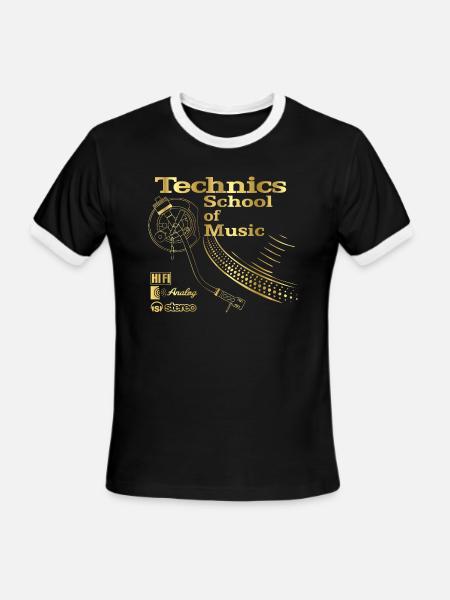 technics deejay - Men's Ringer T-Shirt - black/white