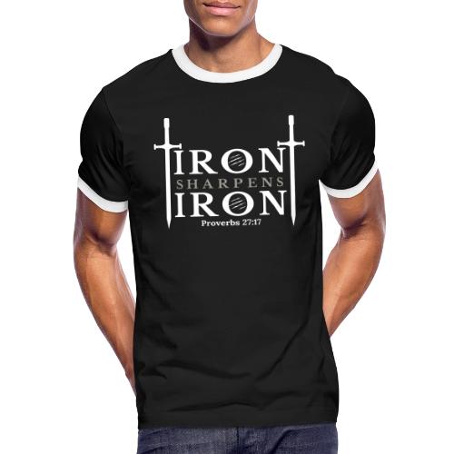 Iron Sharpens Iron - Proverbs 27:17 (White & Grey) - Men's Ringer T-Shirt