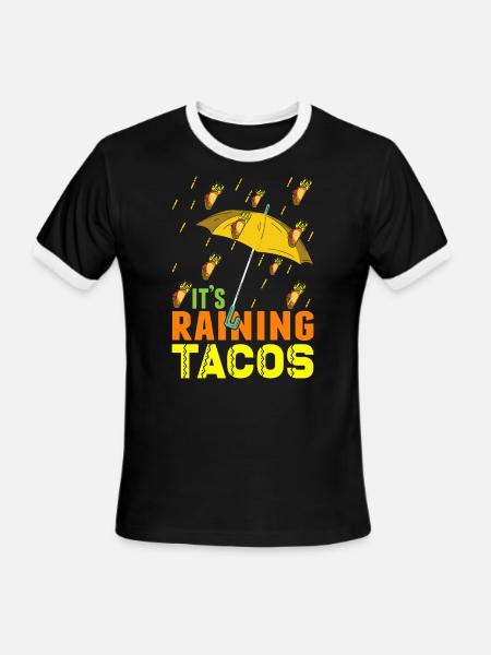 Raining Taco Lover Tacos - Men's Ringer T-Shirt - black/white