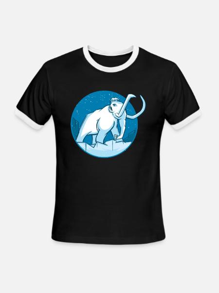 Winter Mammoth Prehistoric Elephant - Men's Ringer T-Shirt - black/white