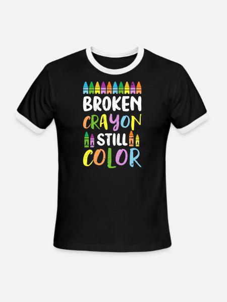 Broken Crayons Still Color Mental Health Awareness - Men's Ringer T-Shirt - black/white