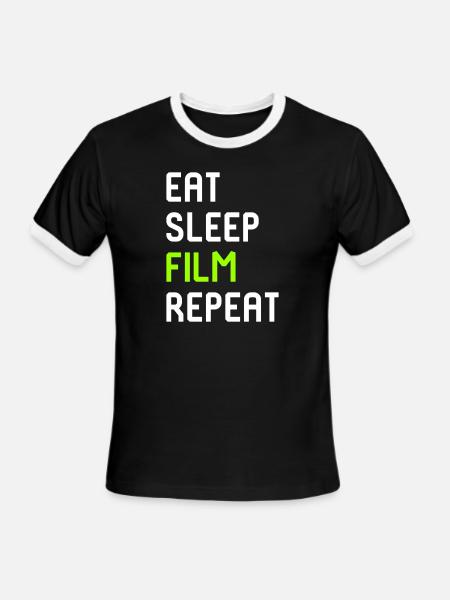 Eat Sleep Film Repeat - Men's Ringer T-Shirt - black/white