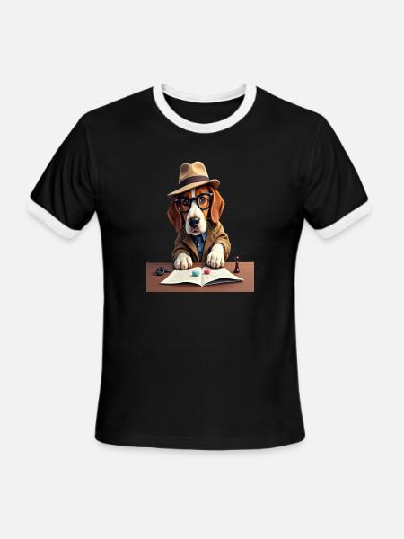 Sock Mystery Detective Dog - Men's Ringer T-Shirt - black/white