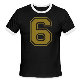 number - 6 - Men's Ringer T-Shirt - black/white - Front - Jackson (183cm)
