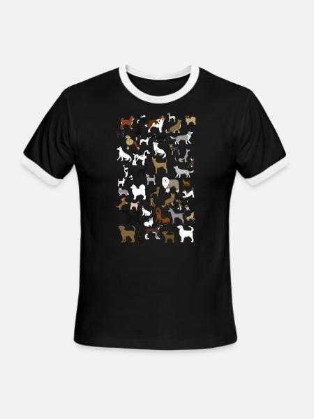 many dogs pixel - Men's Ringer T-Shirt - black/white