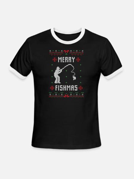 Merry fishmas - Men's Ringer T-Shirt - black/white