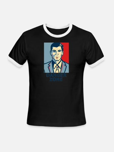 Archer - Sterling Archer - Danger zone - Men's Ringer T-Shirt - black/white