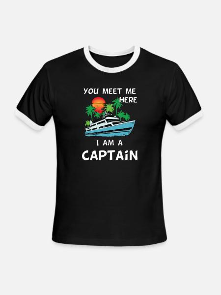 Captain Boat yacht - Men's Ringer T-Shirt - black/white