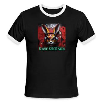 Altered Alley Rabbits - Men's Ringer T-Shirt - black/white - Front - Jackson (183cm)