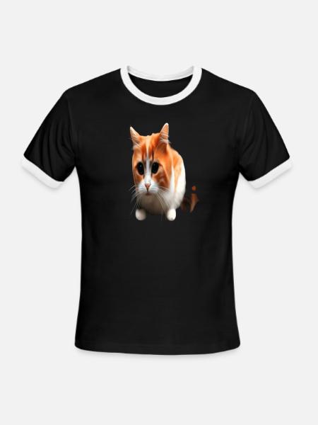 3d Funny Cat Face - Men's Ringer T-Shirt - black/white