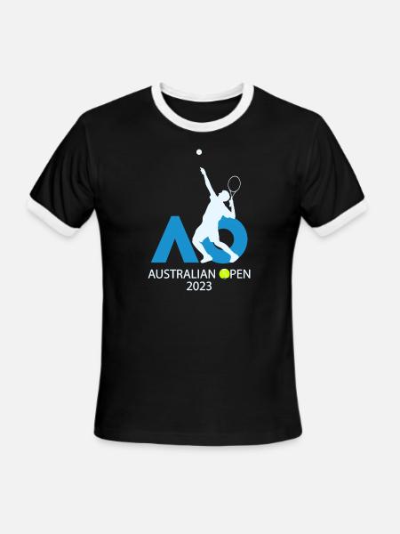 2023 Tennis Australian Open Fever - Men's Ringer T-Shirt - black/white