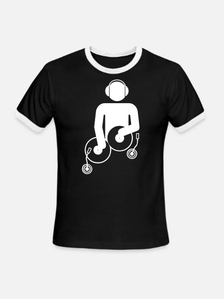 DJ - Men's Ringer T-Shirt - black/white