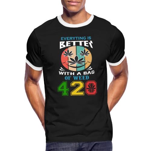 Comic 420 Better Herb Weed Marijuana Design - Men's Ringer T-Shirt