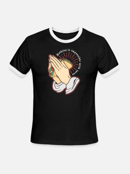 Pray For Tacos - Men's Ringer T-Shirt - black/white