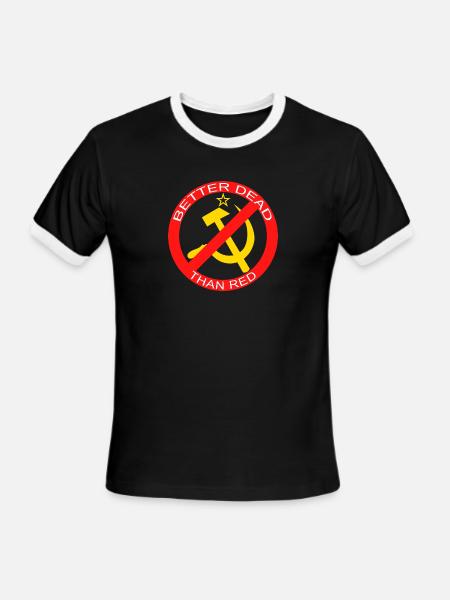 Better Dead Than Red Hammer and Sickle - Men's Ringer T-Shirt - black/white