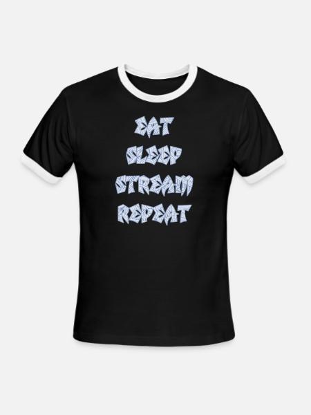 EAT SLEEP STREAM REPEAT - Men's Ringer T-Shirt - black/white